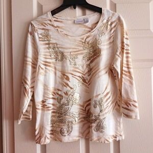Elegant Beige Patterned Women's Top